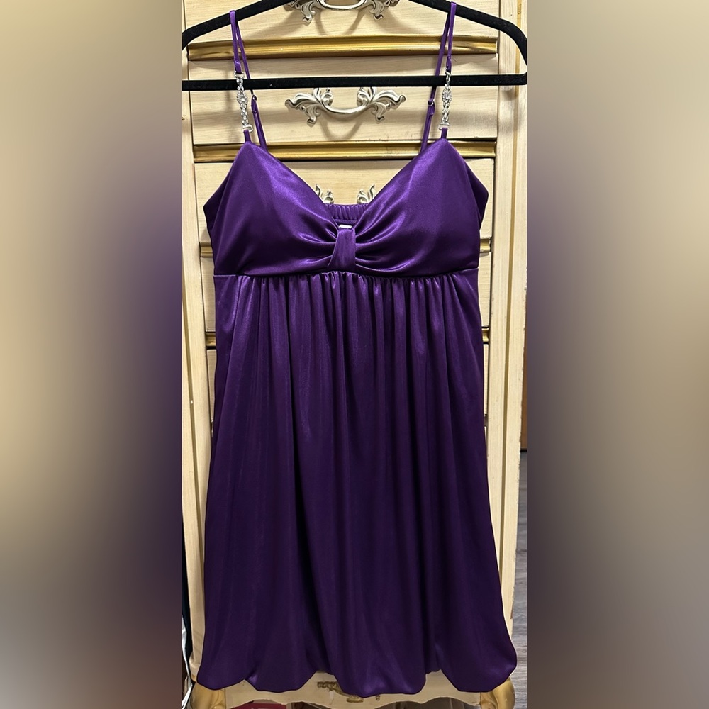VTG Speechless Y2K Purple Satin Flirty Spaghetti Strap Mini Party Formal Dress